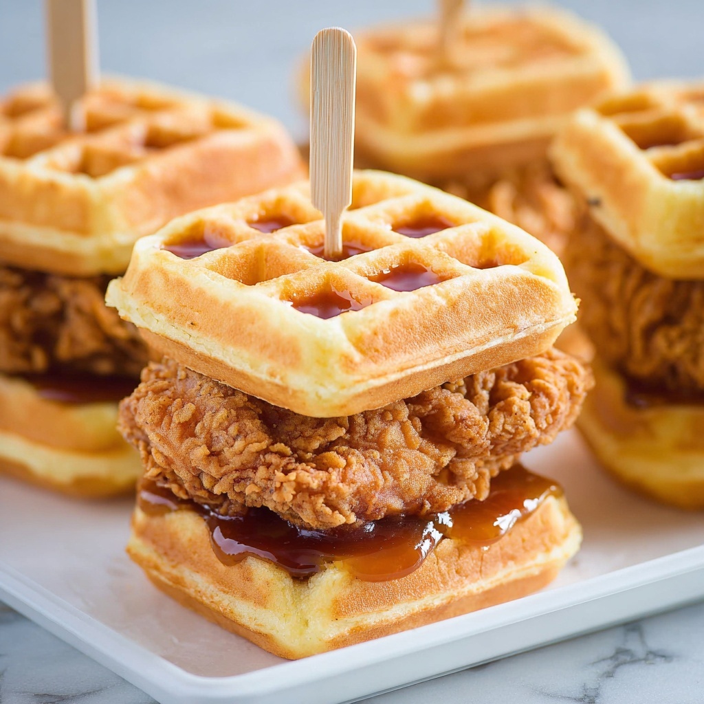 Chicken and Waffle Sliders with Bacon Jam and Maple Syrup Recipe - Recipe Image