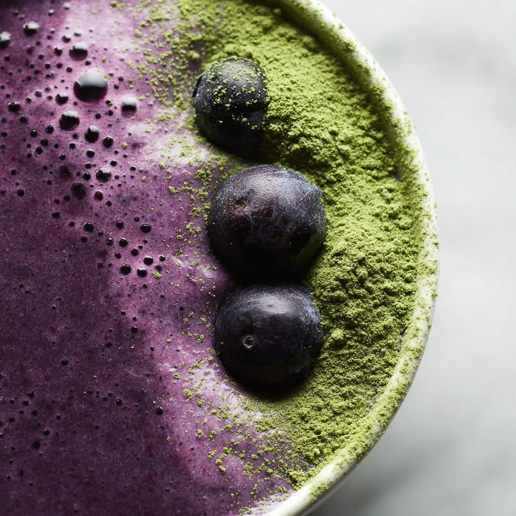 Wild Blueberry Vanilla Matcha Smoothie Recipe - Recipe Image