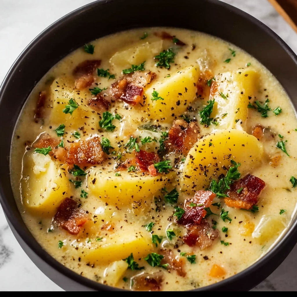 German Potato Soup with Sausage and Bacon Recipe - Recipe Image