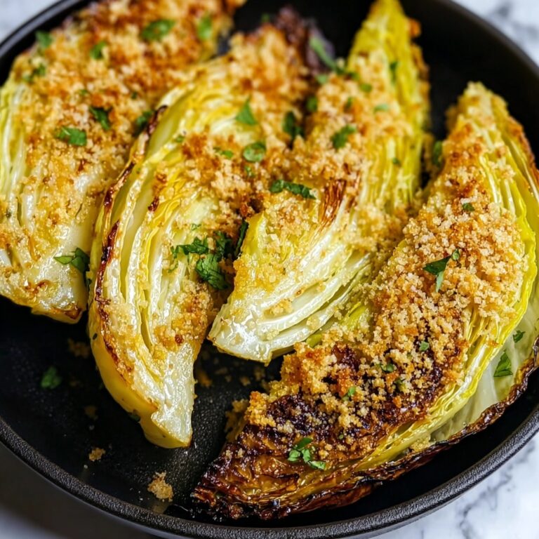 Miso Butter Roasted Cabbage Wedges with Crispy Panko Topping Recipe