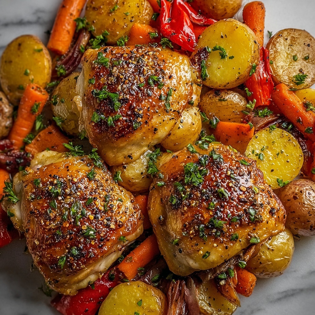 Honey Mustard Glazed Chicken with Roasted Vegetables Recipe - Recipe Image