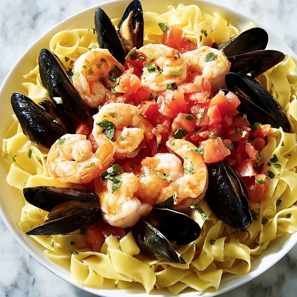 Seafood Pasta with Linguine, Shrimp, and Mussels Recipe - Recipe Image