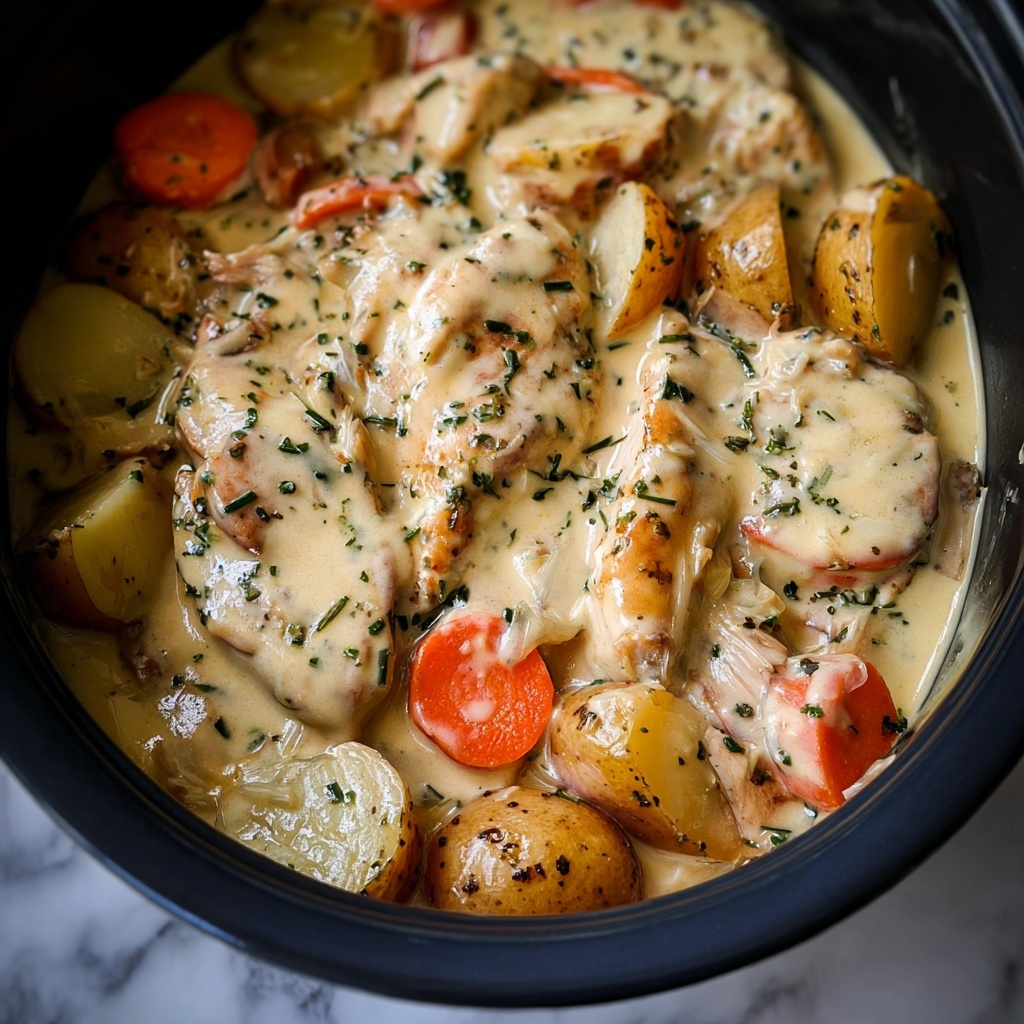 Crock Pot Creamy Ranch Chicken with Potatoes and Carrots Recipe - Recipe Image