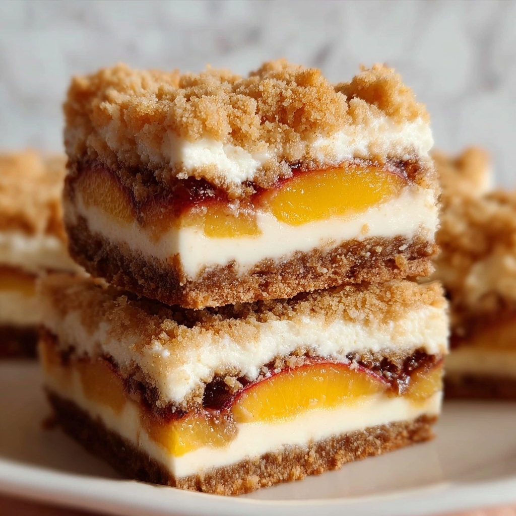Peach Cobbler Cheesecake Bars Recipe - Recipe Image