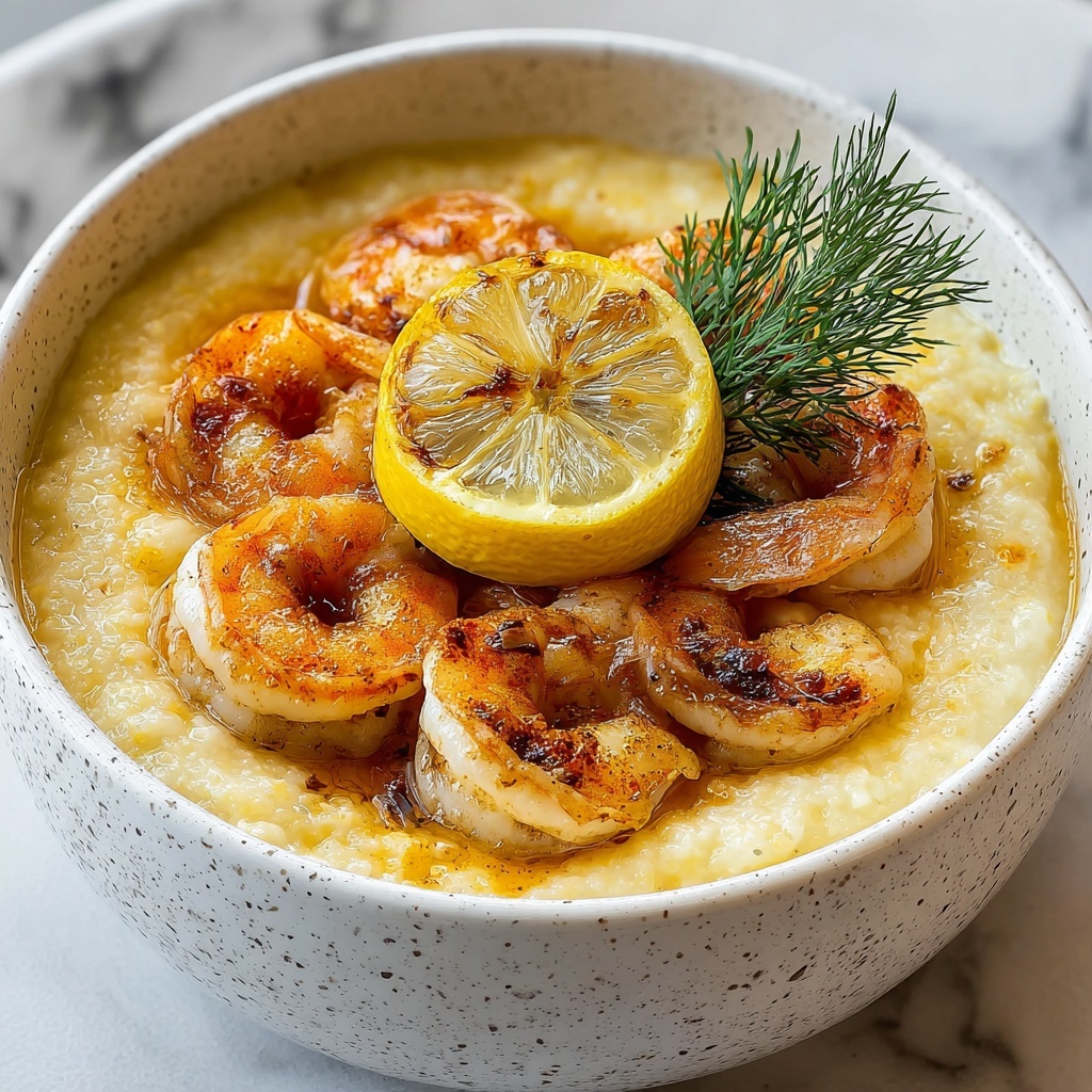 Honey Butter Cajun Shrimp with Smoked Gouda Grits Recipe - Recipe Image