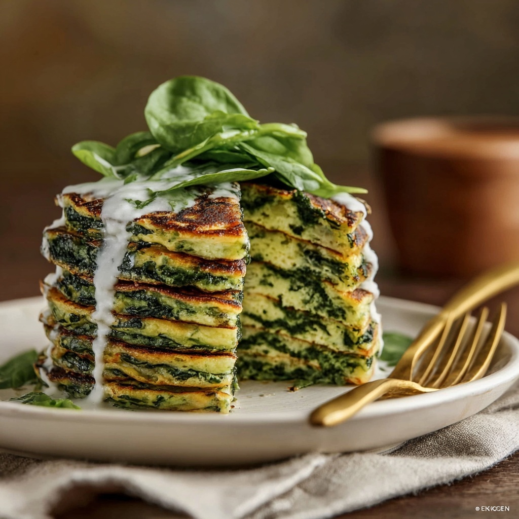 Spinach and Blue Cheese Pancakes Recipe - Recipe Image
