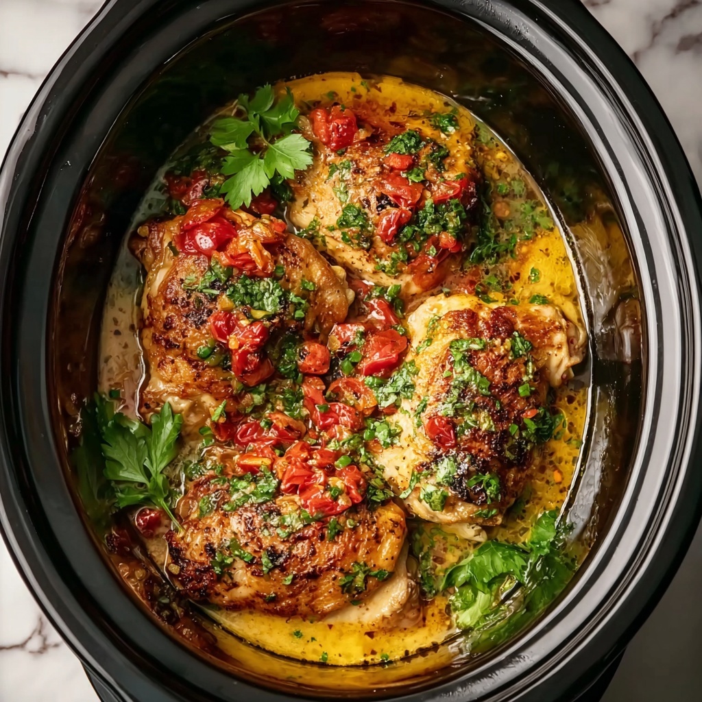 Slow Cooker Tuscan Chicken Thighs Recipe - Recipe Image