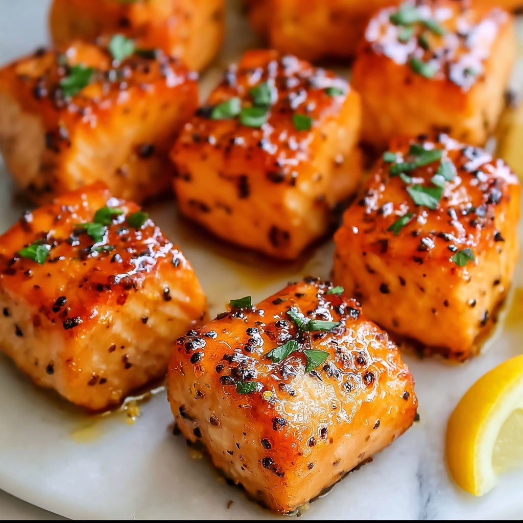 Lemon Garlic Air Fryer Salmon Bites Recipe - Recipe Image