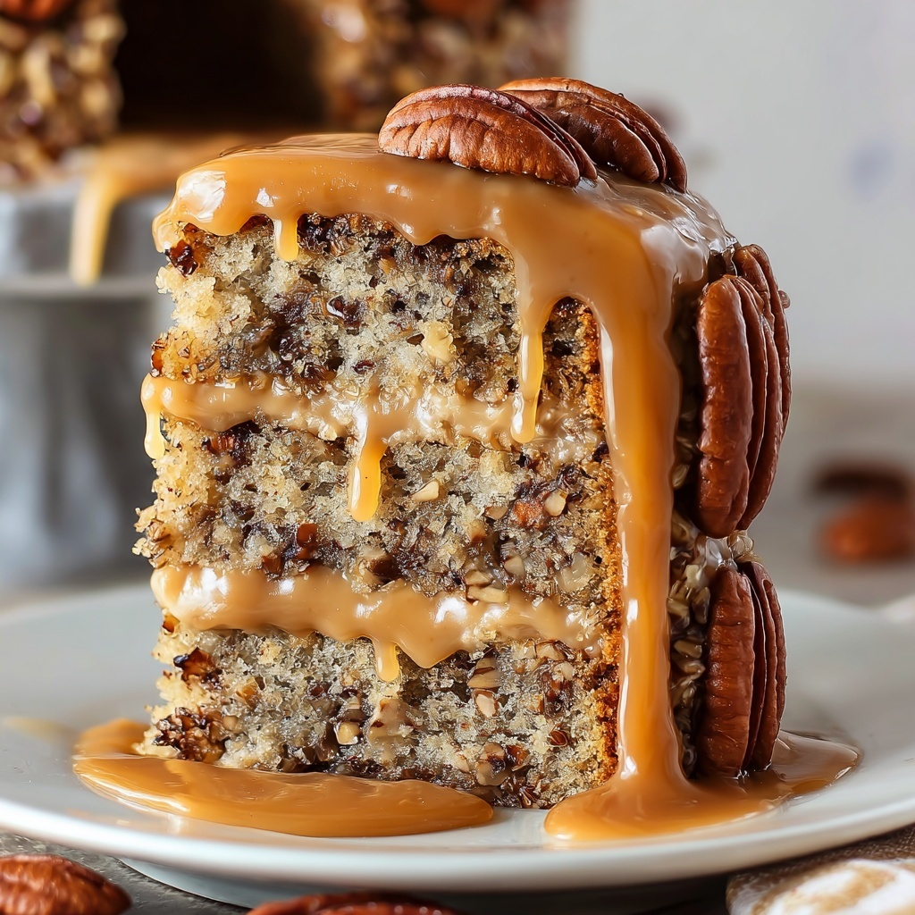 Banana Pecan Caramel Cake Recipe - Recipe Image
