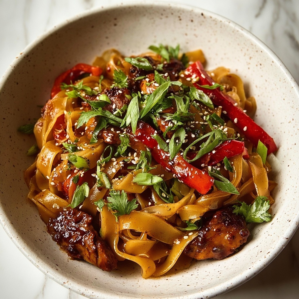 Crispy Garlic Chicken Drunken Noodles Recipe - Recipe Image