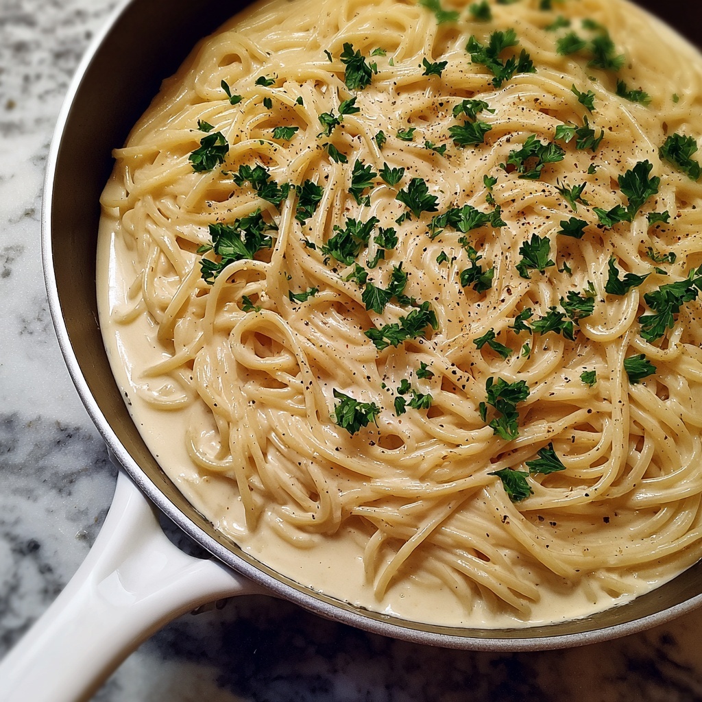 Creamy Garlic Parmesan Spaghetti Recipe - Recipe Image