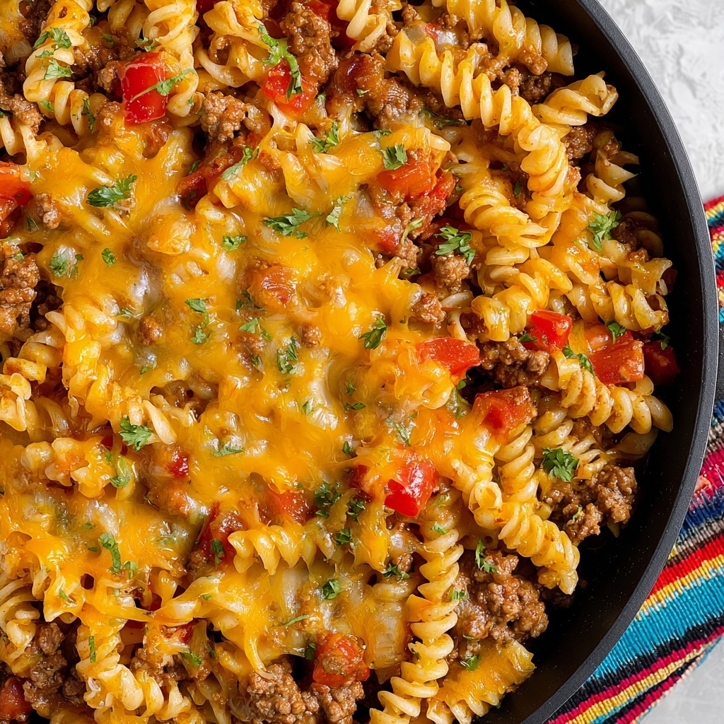 One-Pot Cheesy Taco Pasta Recipe - Recipe Image