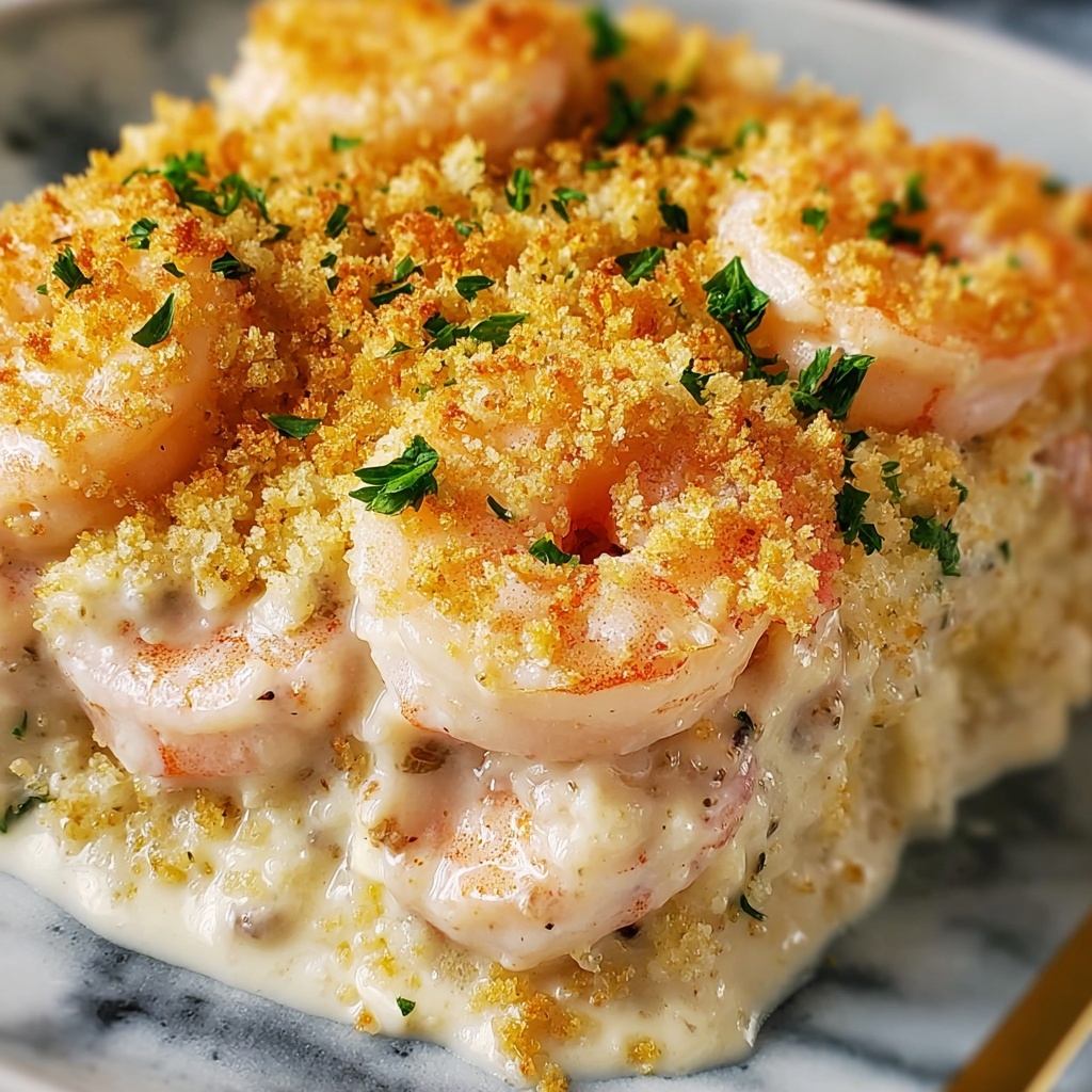 Shrimp Casserole with Cheddar, Mozzarella, and Panko Topping Recipe - Recipe Image