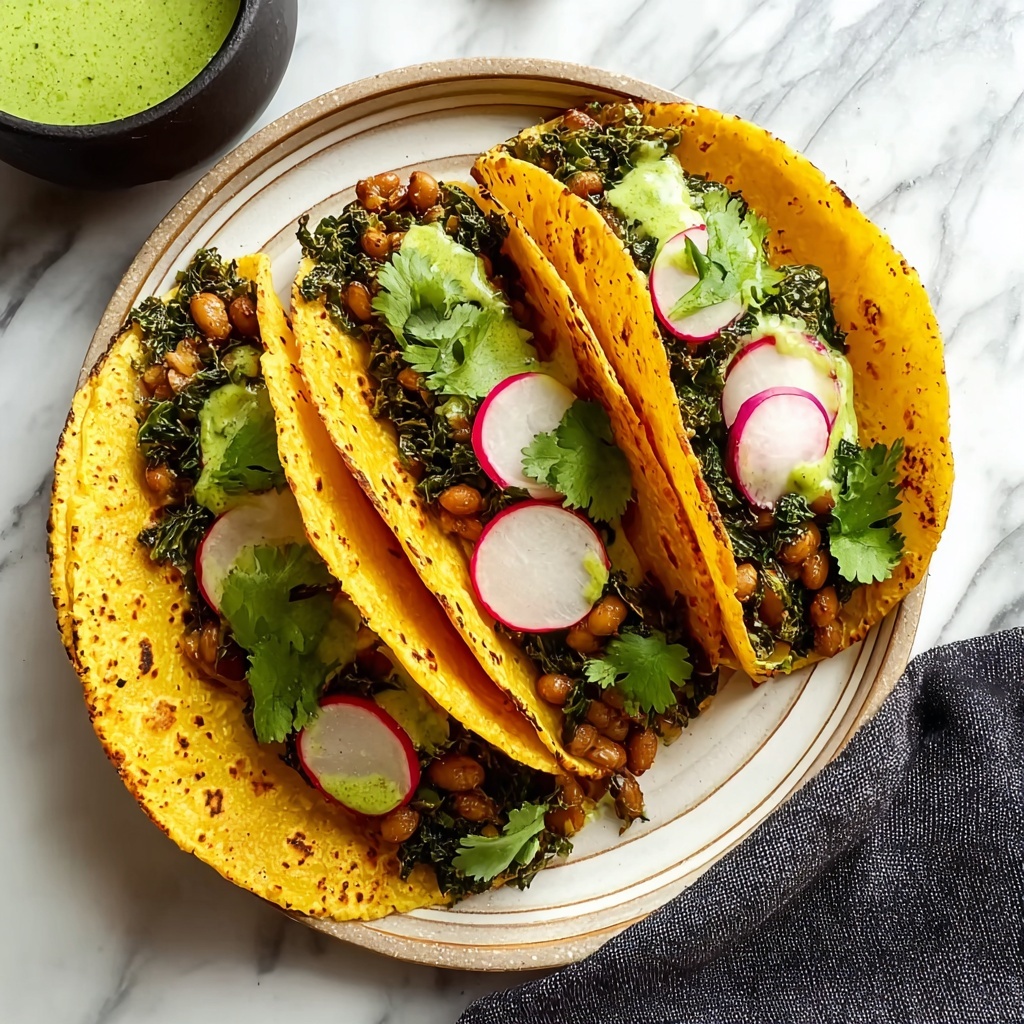 Smoky Beans and Greens Tacos with Aji Verde Recipe - Recipe Image