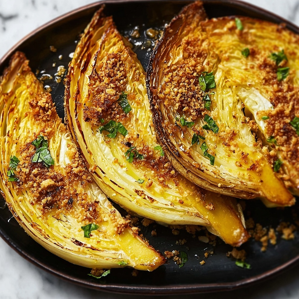 Miso Butter Roasted Cabbage Wedges with Crispy Panko Topping Recipe - Recipe Image