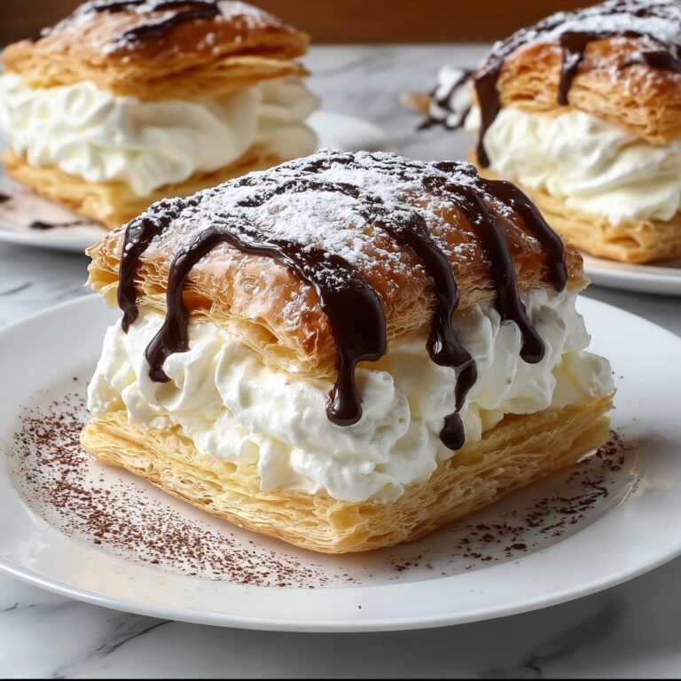 Cream Puff Cake with Vanilla Pudding and Chocolate Drizzle Recipe