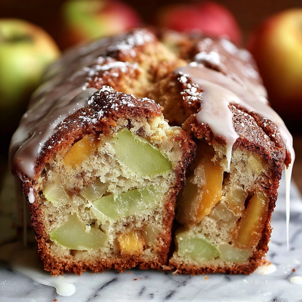 Apple Fritter Bread with Cinnamon and Sweet Glaze Recipe - Recipe Image