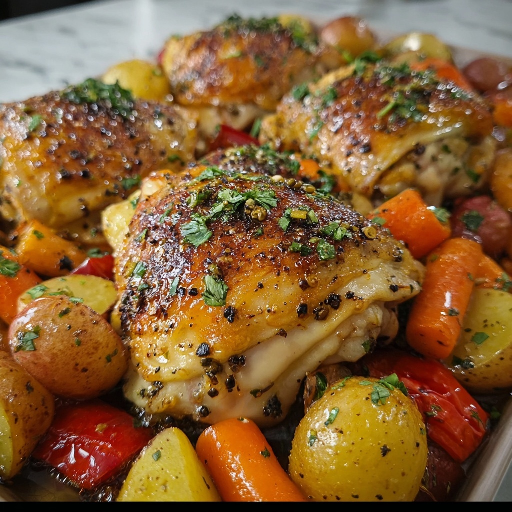 Honey Mustard Glazed Chicken with Roasted Vegetables Recipe - Recipe Image