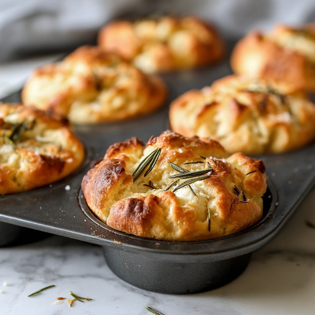 Rosemary Garlic Focaccia Muffins Recipe - Recipe Image
