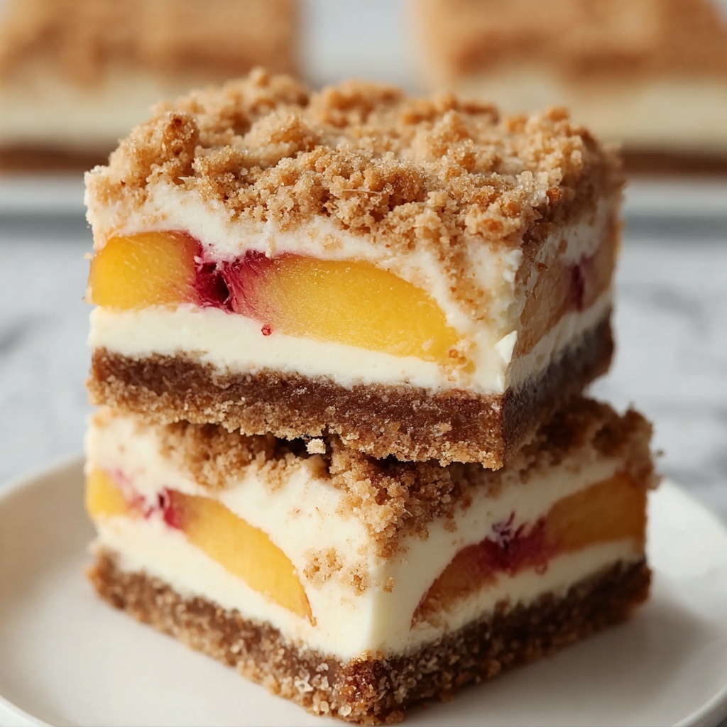 Peach Cobbler Cheesecake Bars Recipe - Recipe Image