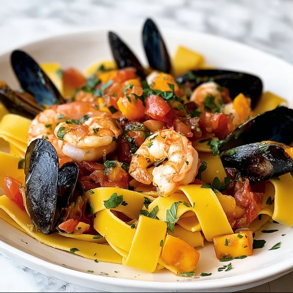 Seafood Pasta with Linguine, Shrimp, and Mussels Recipe - Recipe Image