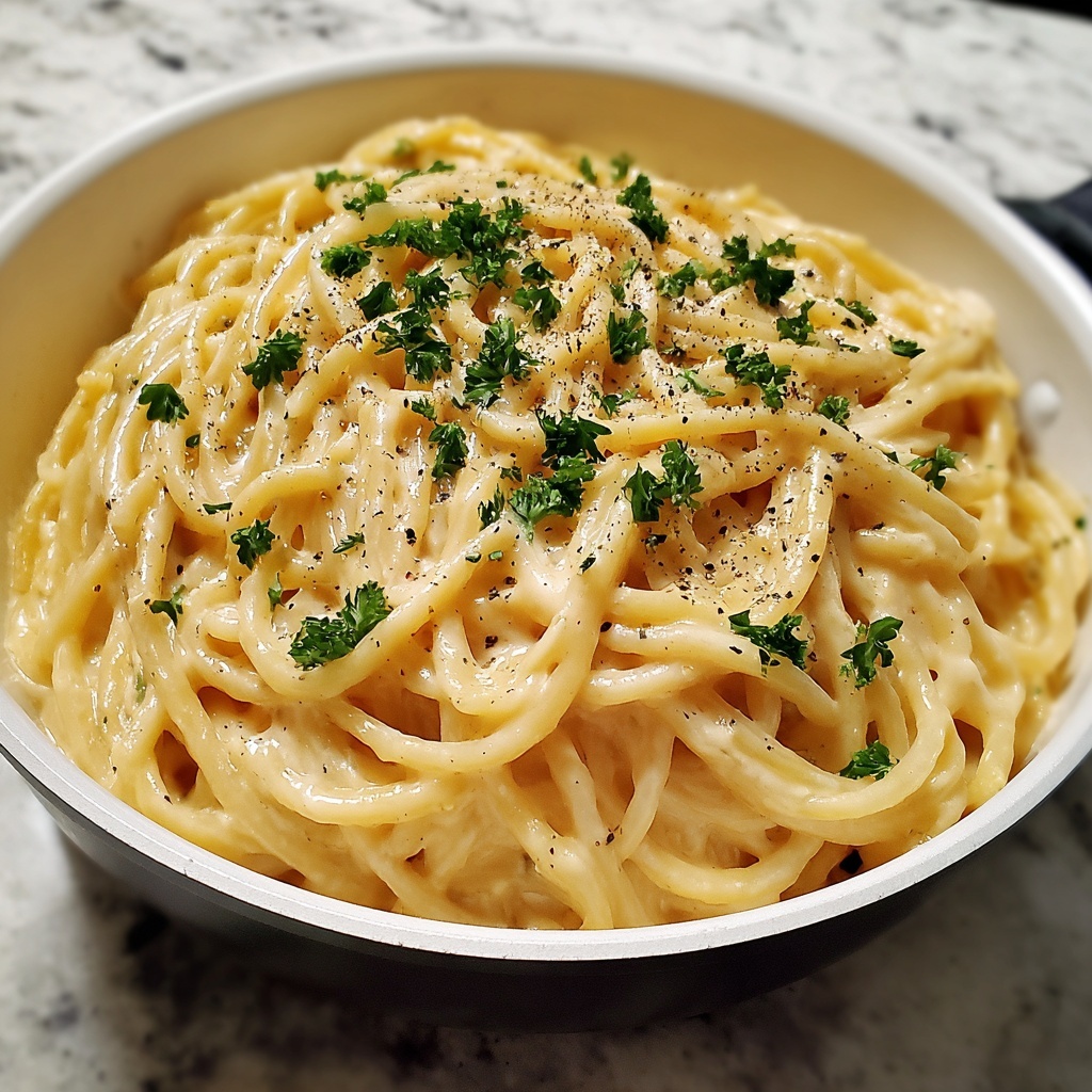 Creamy Garlic Parmesan Spaghetti Recipe - Recipe Image