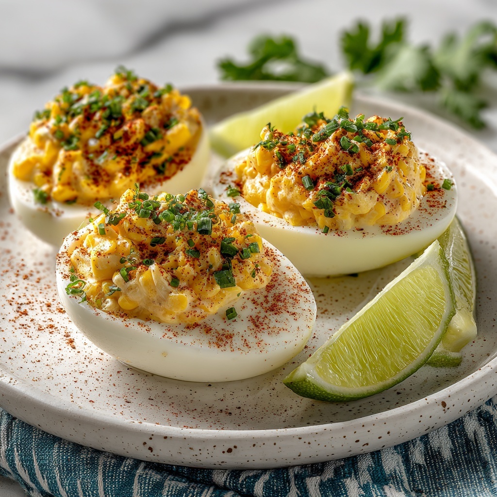 Irresistible Elote Deviled Eggs with Zesty Chipotle Mayo Recipe - Recipe Image