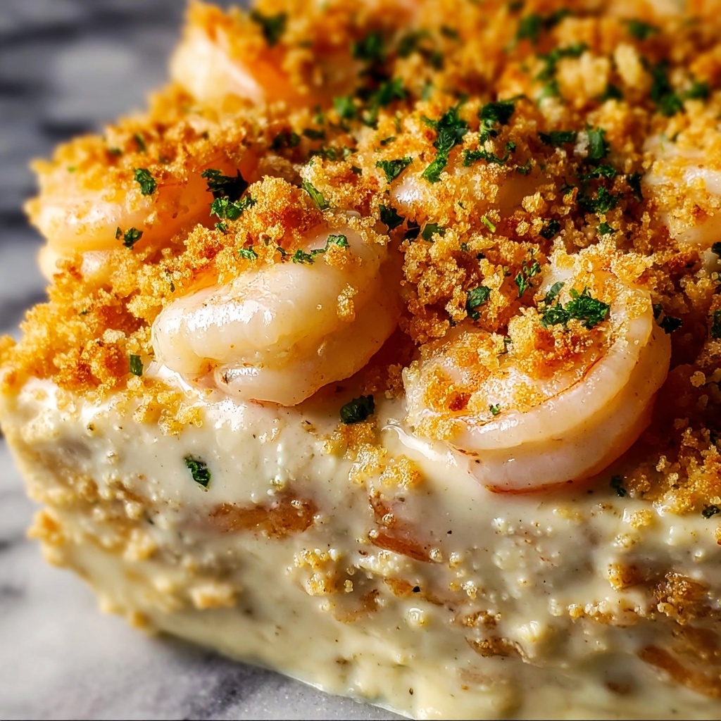 Shrimp Casserole with Cheddar, Mozzarella, and Panko Topping Recipe - Recipe Image