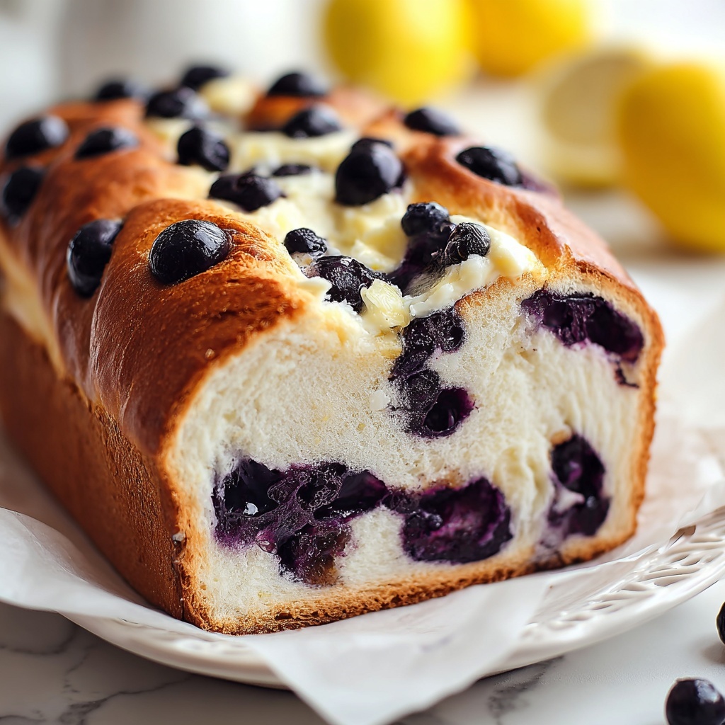 Lemon Blueberry Cream Cheese Sourdough Bread Recipe - Recipe Image