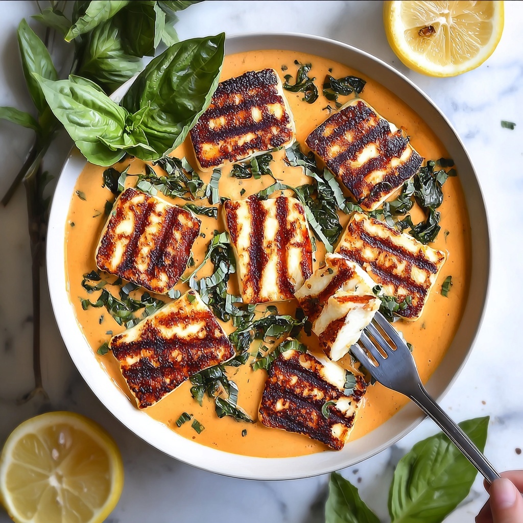 Marry Me Halloumi: A Creamy Delight with Sundried Tomatoes and Fresh Basil Recipe - Recipe Image