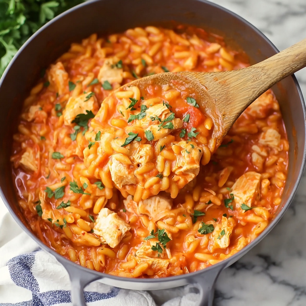 Creamy Tomato Orzo with Chicken Recipe - Recipe Image