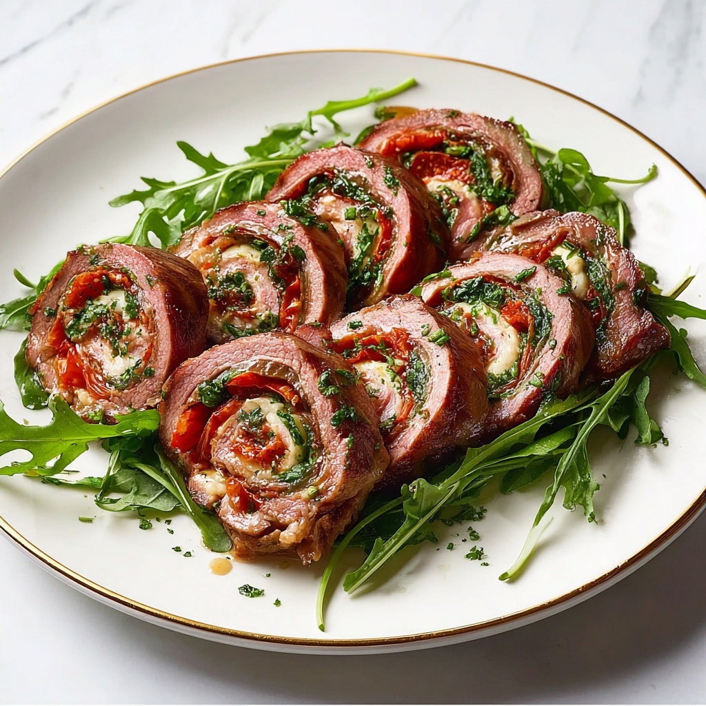 Savory Italian Stuffed Flank Steak Pinwheels Recipe - Recipe Image