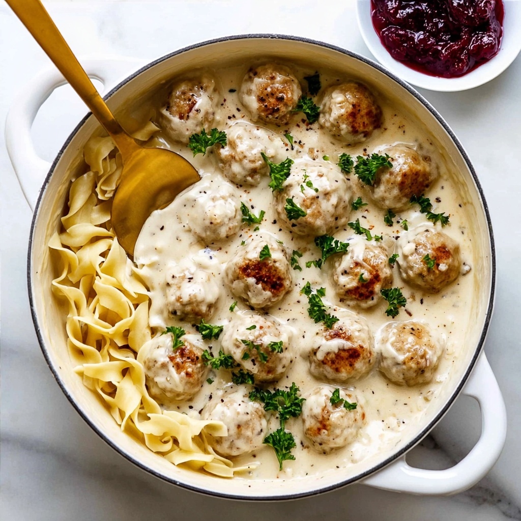 Swedish Chicken and Beef Meatballs with Creamy Gravy Recipe - Recipe Image