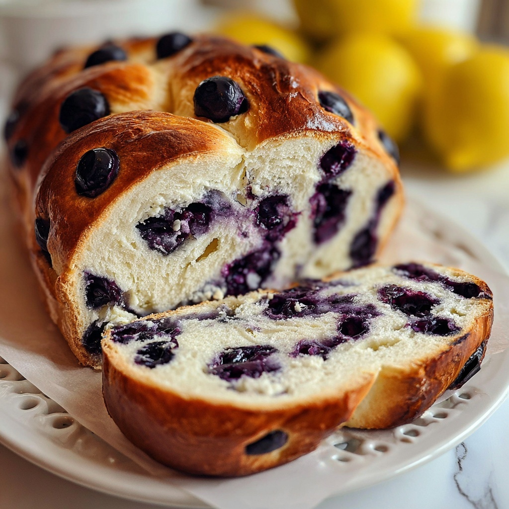 Lemon Blueberry Cream Cheese Sourdough Bread Recipe - Recipe Image