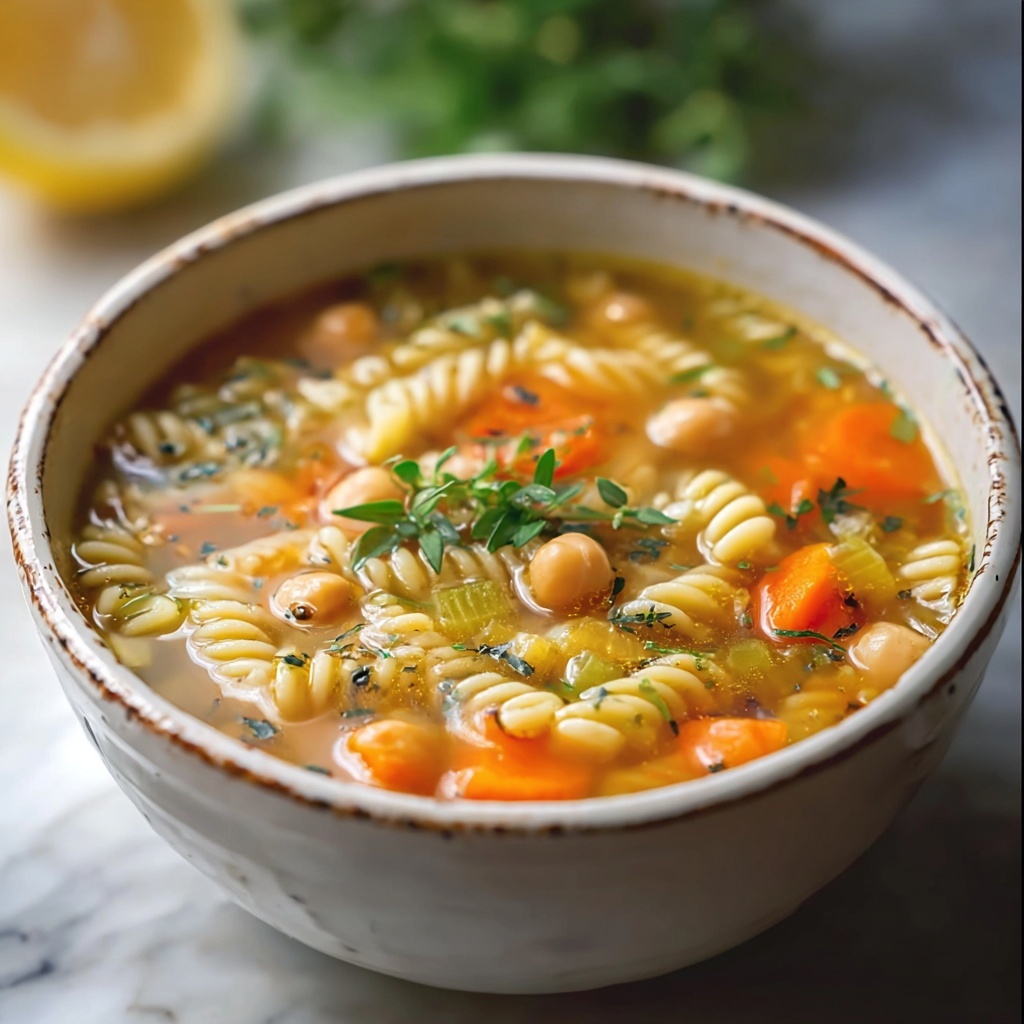 Lemon Orzo Chickpea Soup with Crispy Roast Chickpeas Recipe - Recipe Image