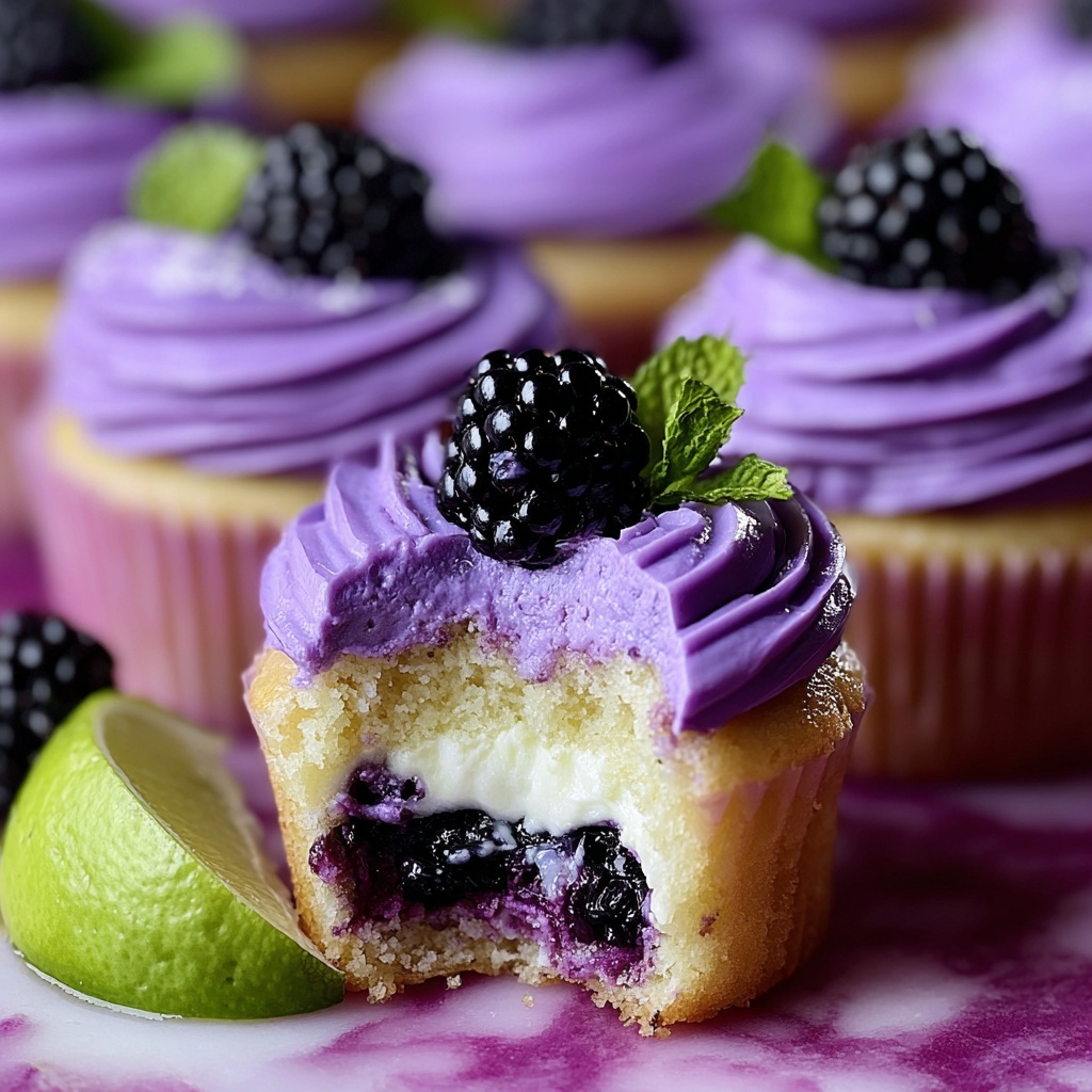 Decadent Blackberry Lime Cheesecake Cupcakes Recipe - Recipe Image