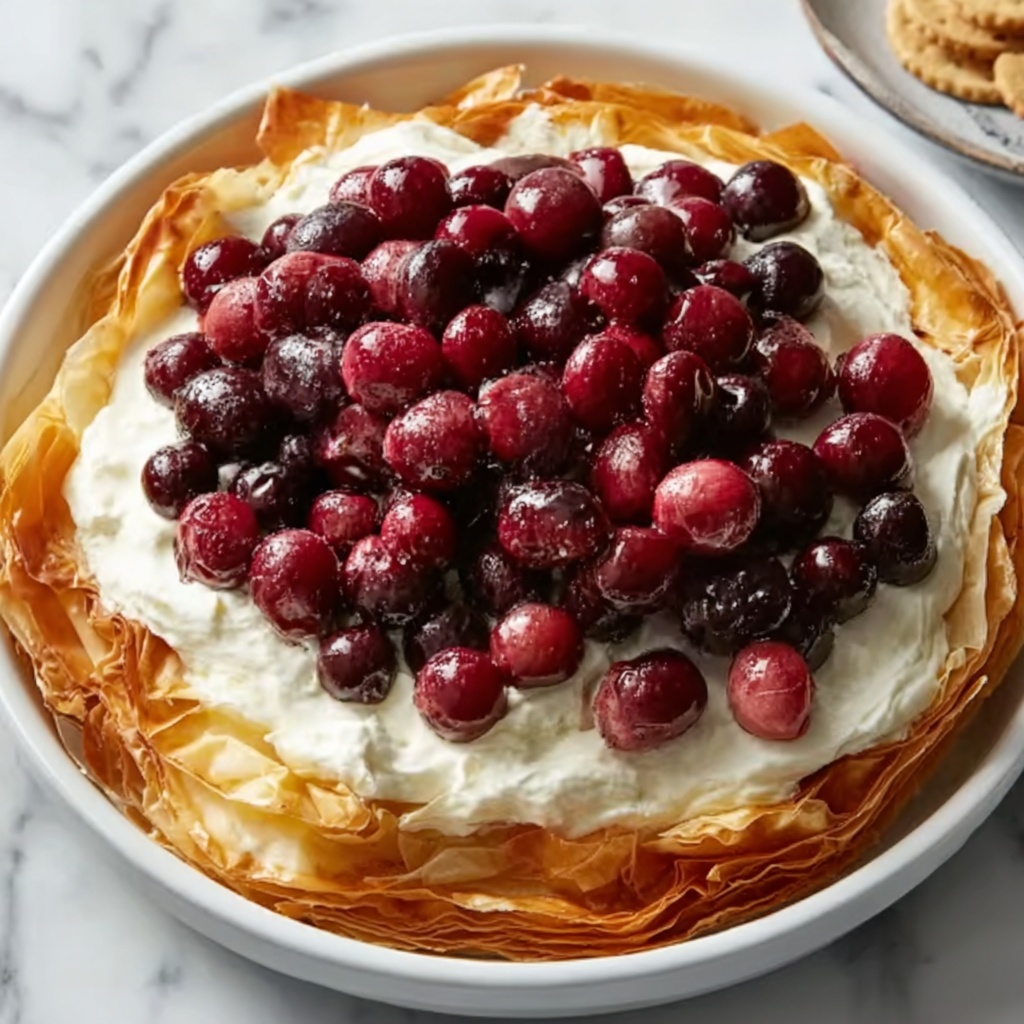 Baked Cranberry Cream Cheese Dip with a Golden Puff Pastry Crust Recipe - Recipe Image