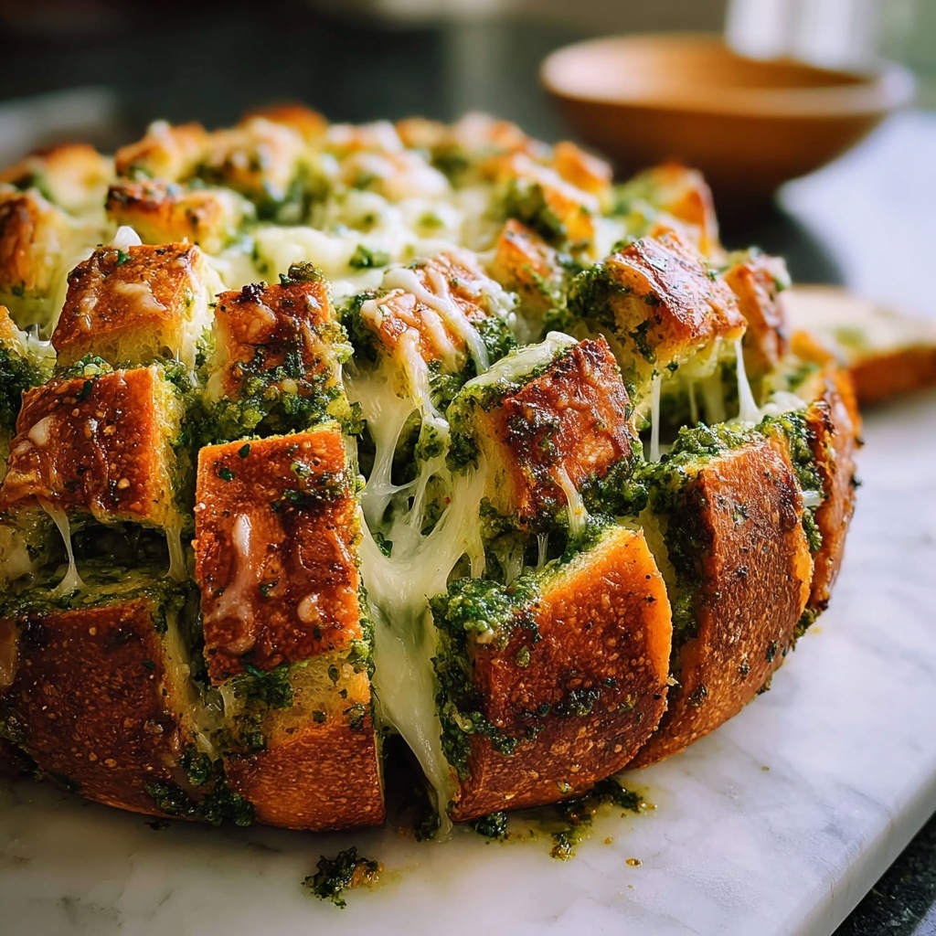 Cheesy Pesto Pull Apart Bread Recipe - Recipe Image