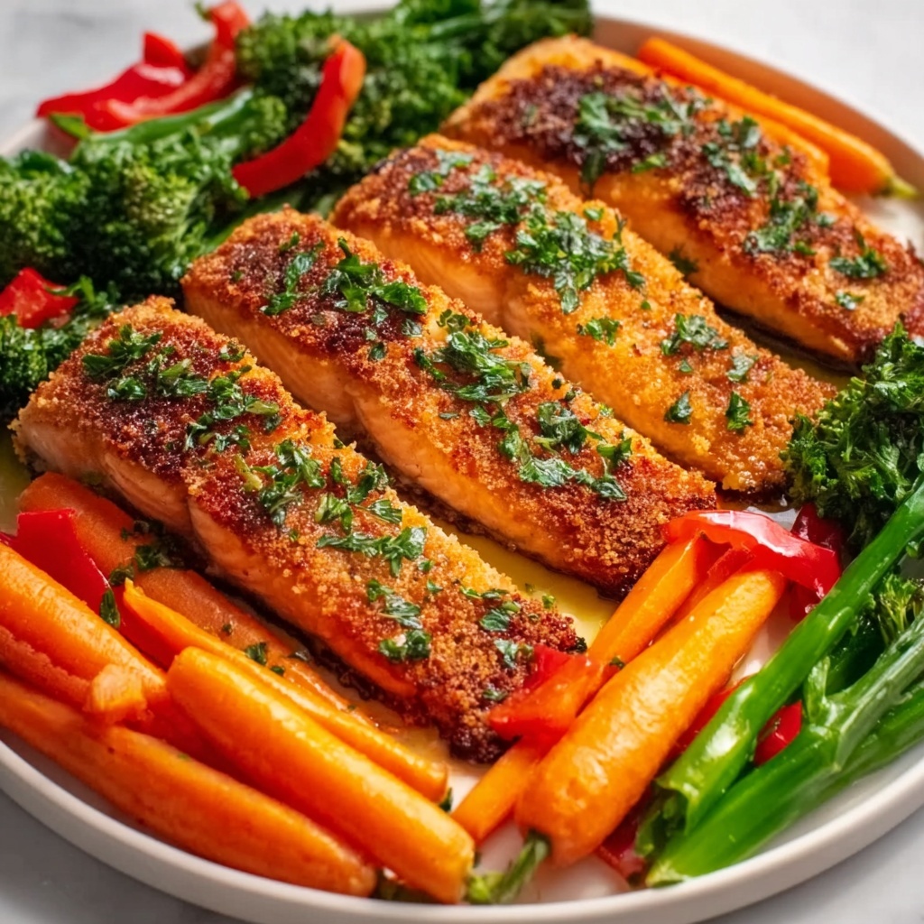 Sheet Pan Honey Garlic Salmon with Veggies Recipe - Recipe Image