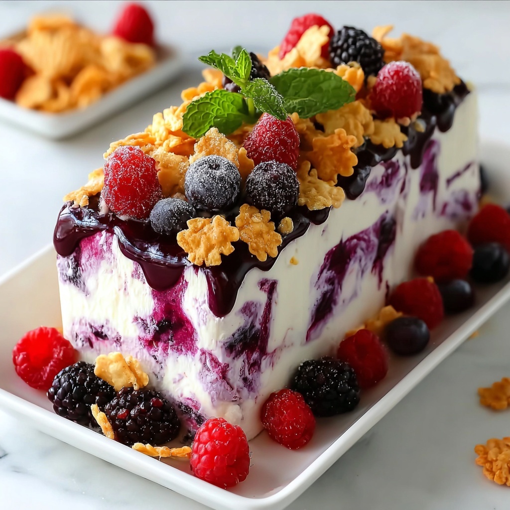 Cornflake Topped Berry Swirl Ice Cream Loaf Recipe - Recipe Image