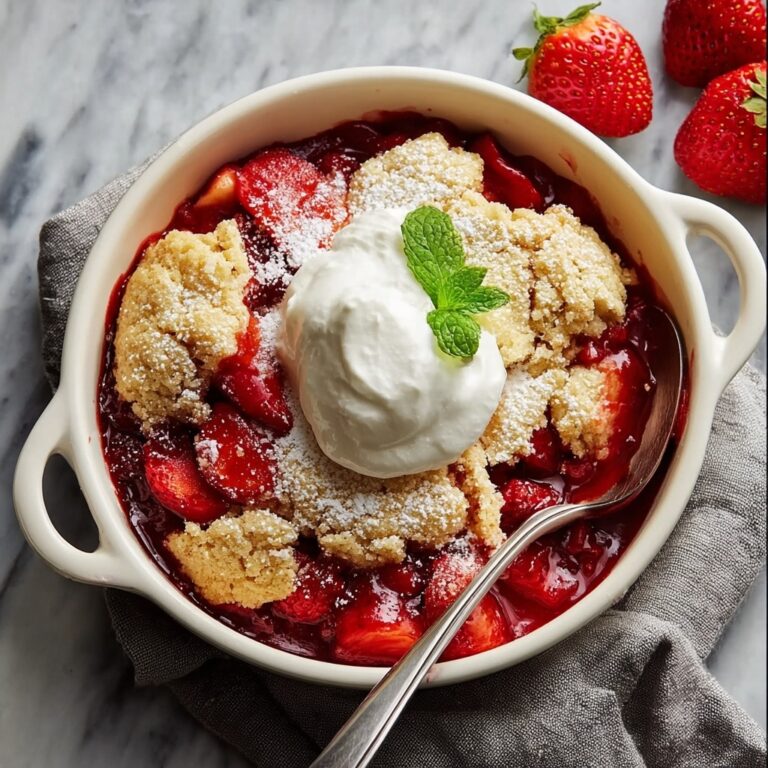 Strawberry Cobbler with Vanilla Ice Cream Recipe