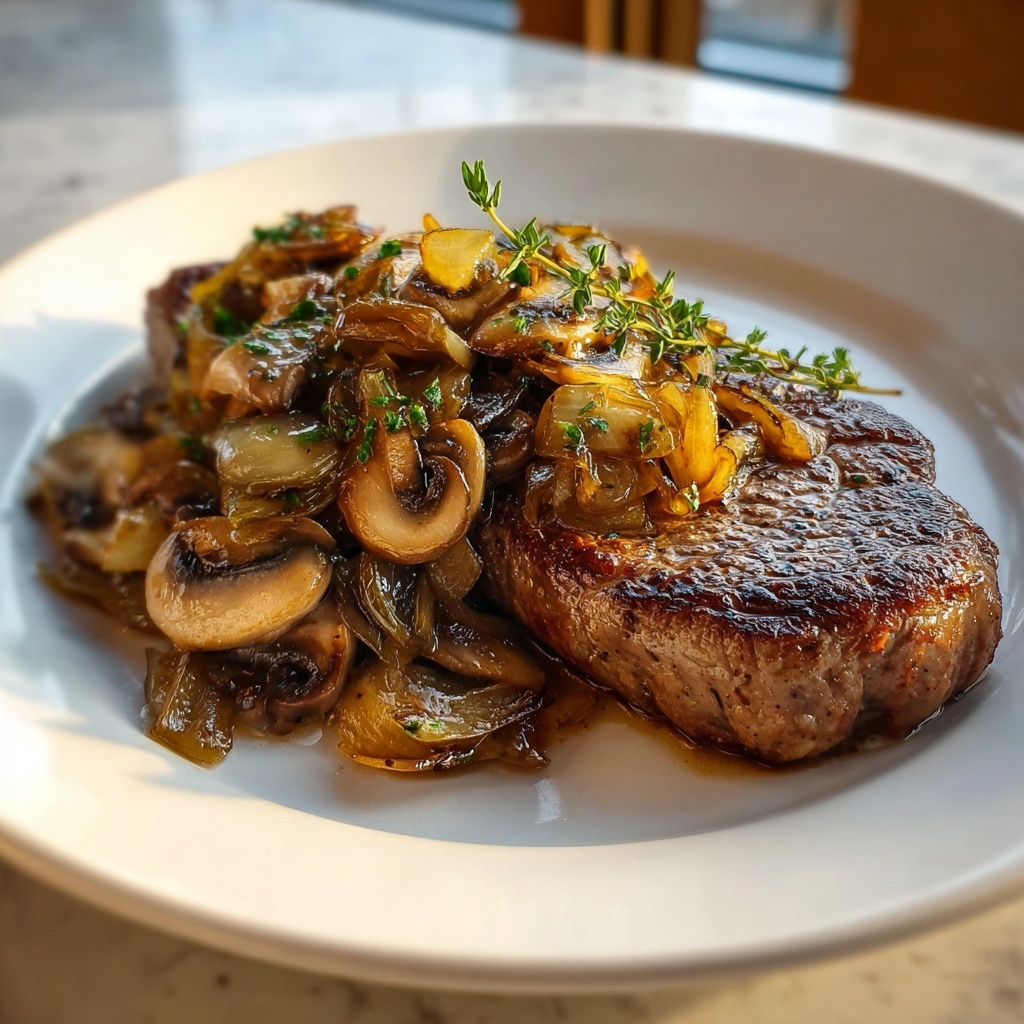 Ribeye Steak with French Onions & Mushrooms Recipe - Recipe Image