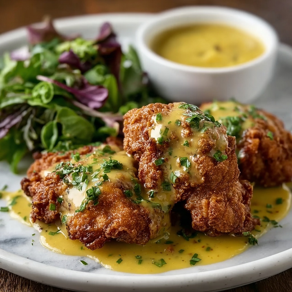 Pretzel Chicken with Mustard-Cheddar Sauce Recipe - Recipe Image