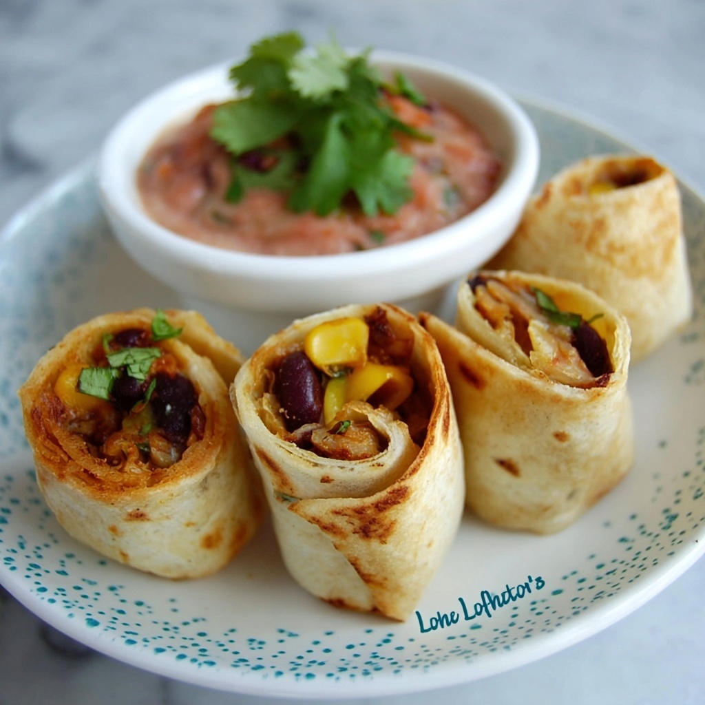 Baked Southwest Egg Rolls with Salsa-Ranch Dip Recipe - Recipe Image