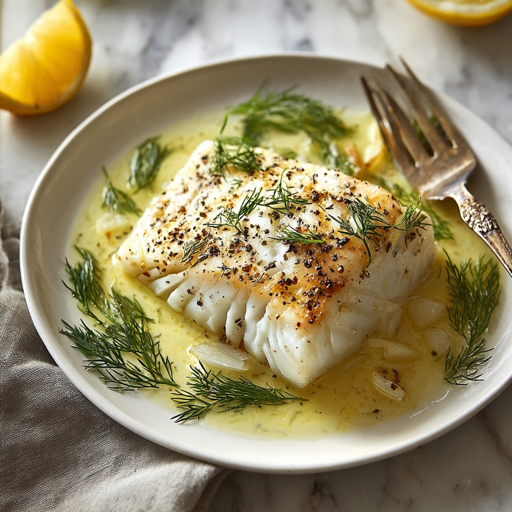 Baked Halibut with Lemon, Garlic, and Parsley Recipe - Recipe Image