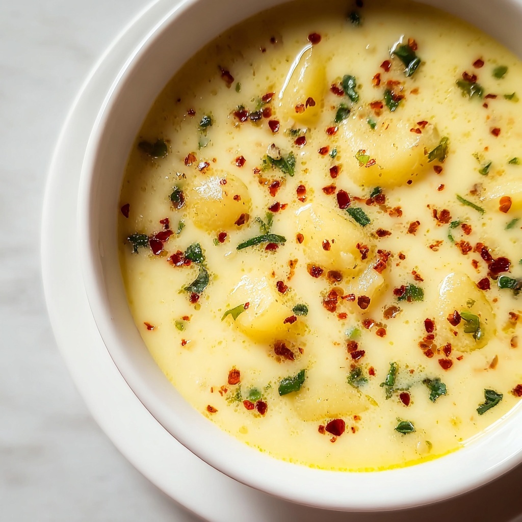 Cozy Cheddar Garlic Herb Potato Soup Recipe - Recipe Image