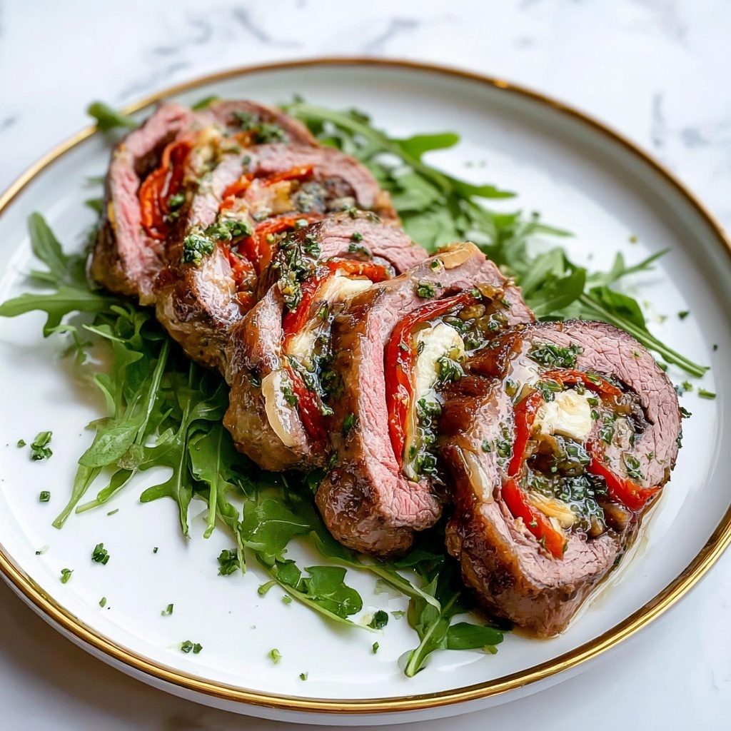 Savory Italian Stuffed Flank Steak Pinwheels Recipe - Recipe Image