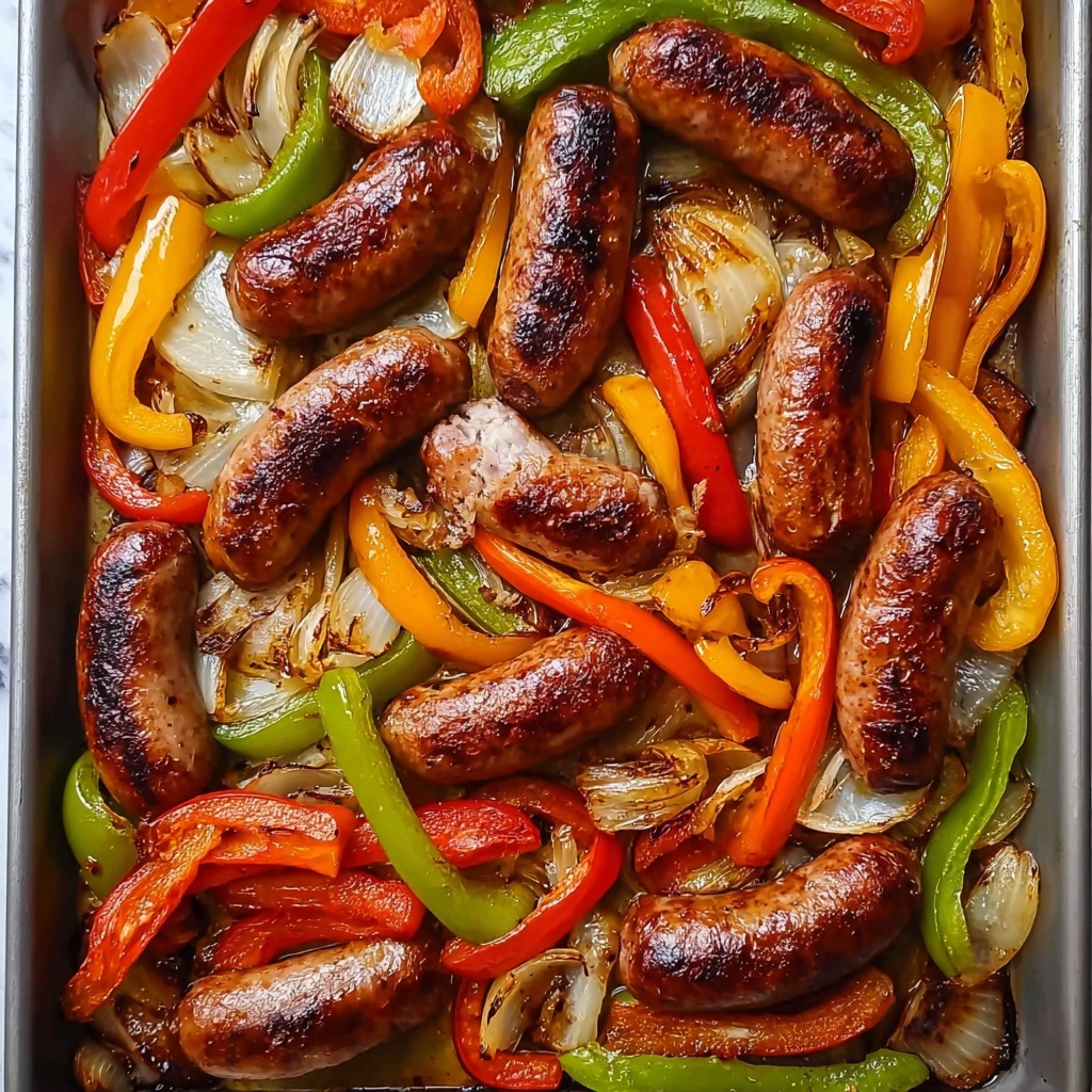 Easy Sheet Pan Sausage, Peppers, and Onions Recipe - Recipe Image