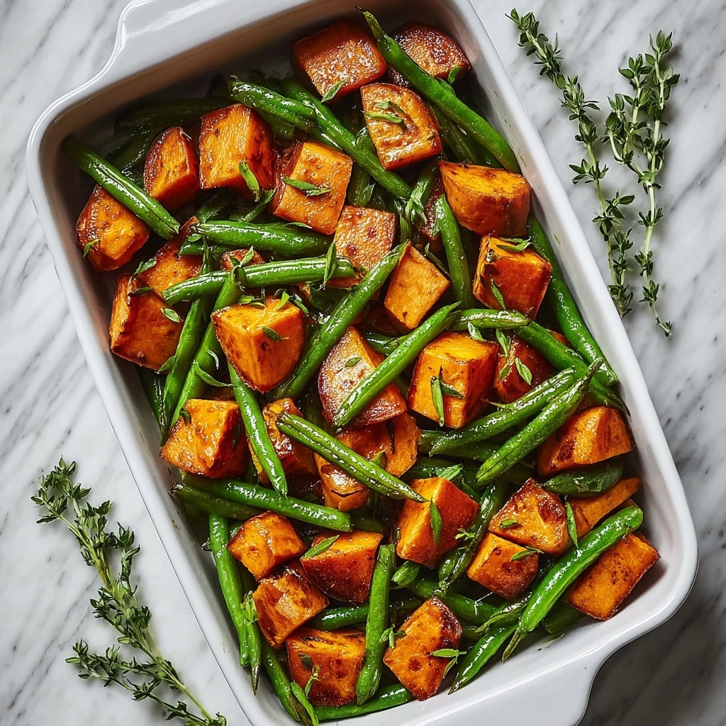 Savor the Flavor: Sweet Potato & Green Bean Tray Bake Delight Recipe - Recipe Image