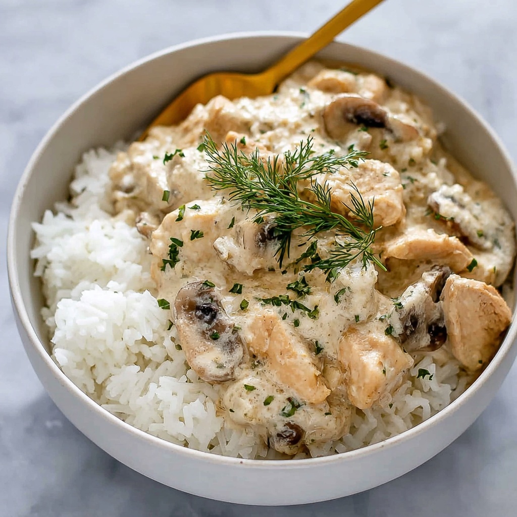 Chicken and Mushrooms in Creamy Dill Sauce Recipe - Recipe Image